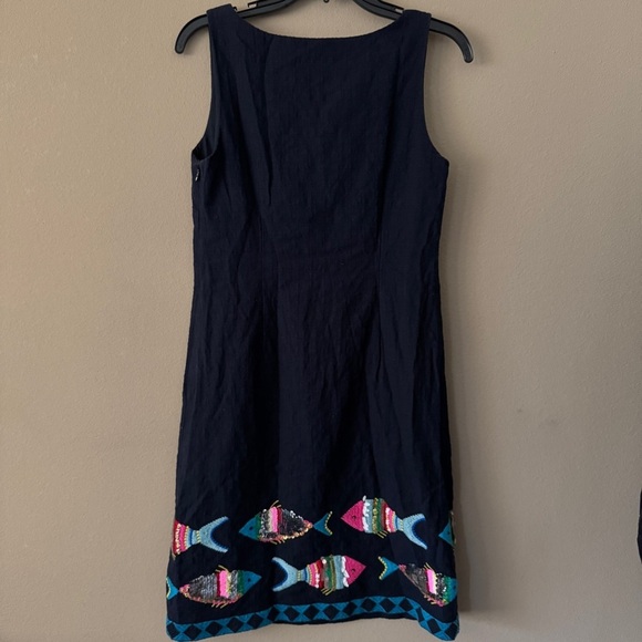 Talbots Embroidered Sequin Fish Sheath Dress Size 4 - Picture 6 of 10